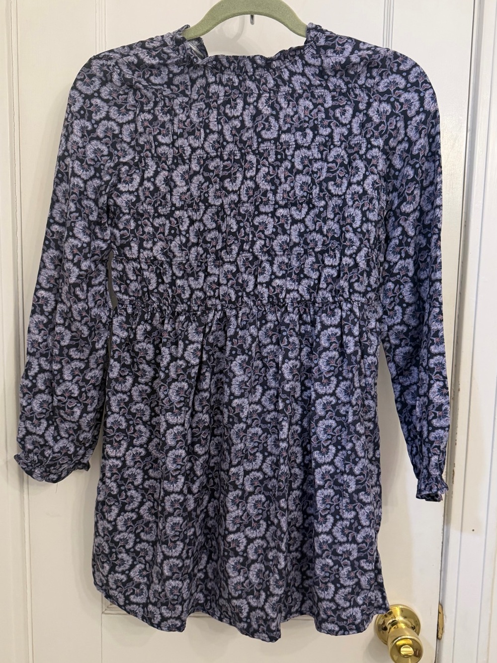 Mango Girls' Navy and Light Purple Floral Long-Sleeve Dress